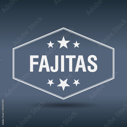 fajitas hexagonal white vintage retro style label