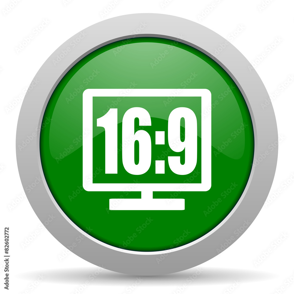 16 9 display green glossy web icon 16 9 display green glossy web icon