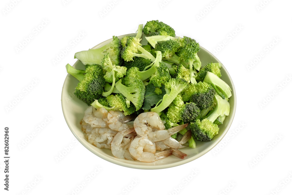 Thai healthy food fresh broccoli with shrimp Thai healthy food fresh broccoli with shrimp