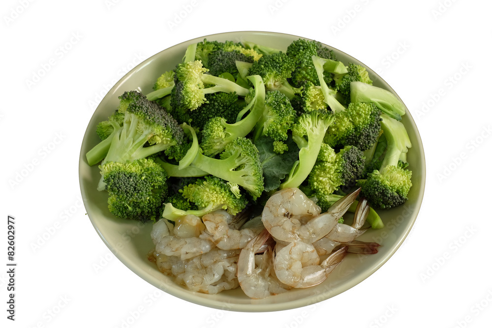 Thai healthy food fresh broccoli with shrimp Thai healthy food fresh broccoli with shrimp