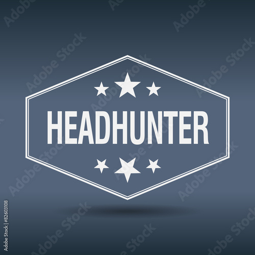 headhunter hexagonal white vintage retro style label