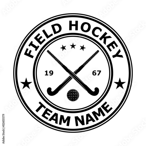 Black badge emblem design field hockey. Vector illustration