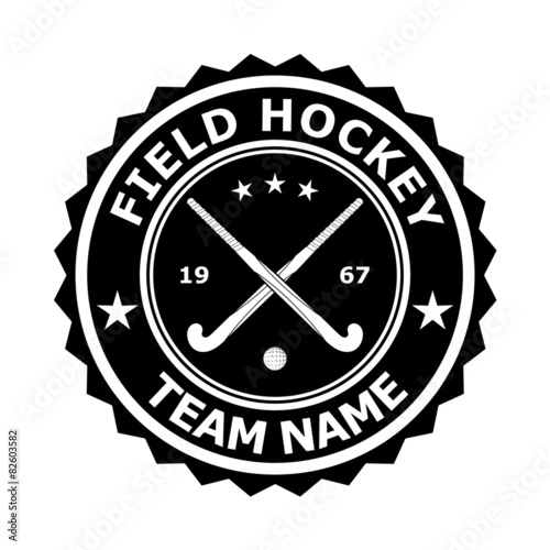 Black badge emblem desizhn for the team field hockey. Vector ill