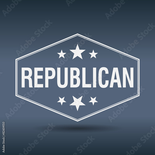 republican hexagonal white vintage retro style label