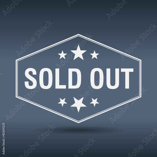 sold out hexagonal white vintage retro style label