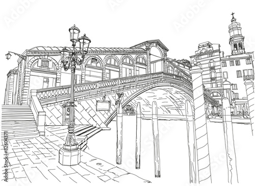 Venice - Grand Canal. View of the Rialto Bridge