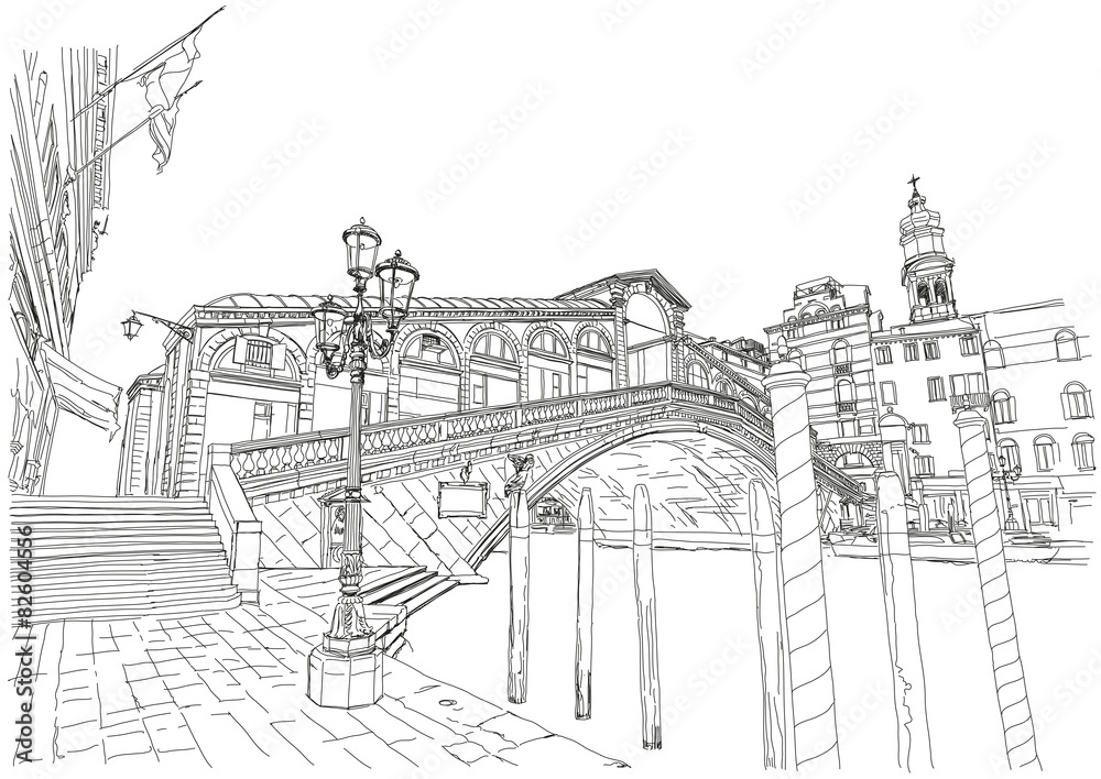 Obraz premium Venice - Grand Canal. View of the Rialto Bridge