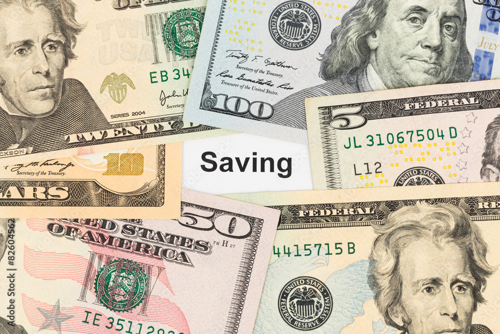 Saving and banknote concept money saving