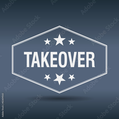 takeover hexagonal white vintage retro style label