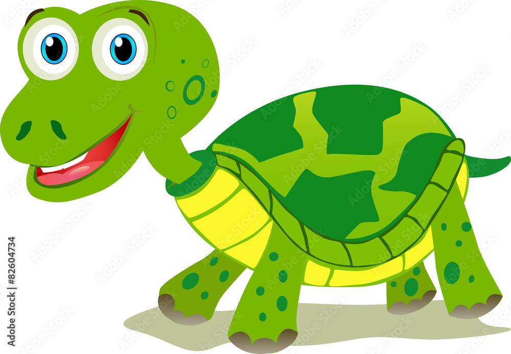 Fototapeta premium Cartoon turtle isolated on white background.