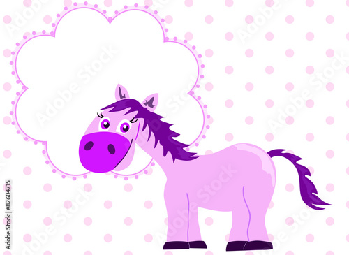 Pink princess horse with blank banner