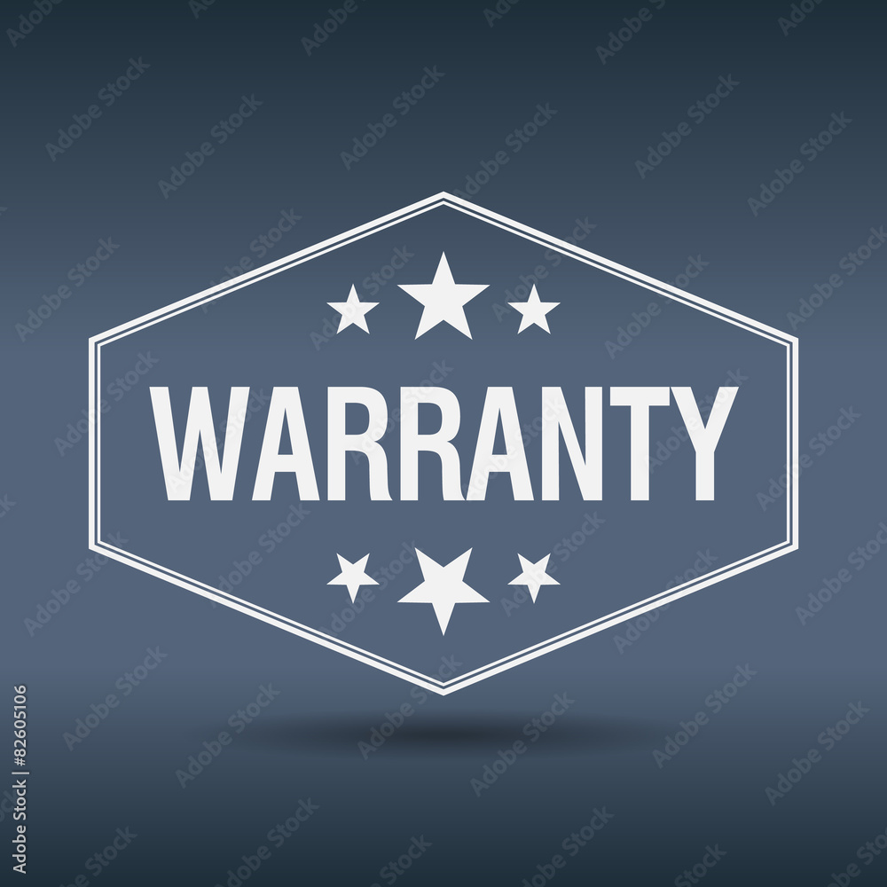 warranty hexagonal white vintage retro style label