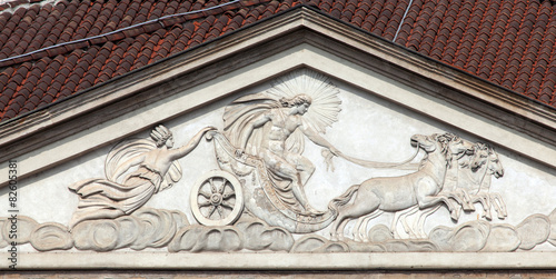 Apollo's chariot on the La Scala's facade in Milan, Italy
