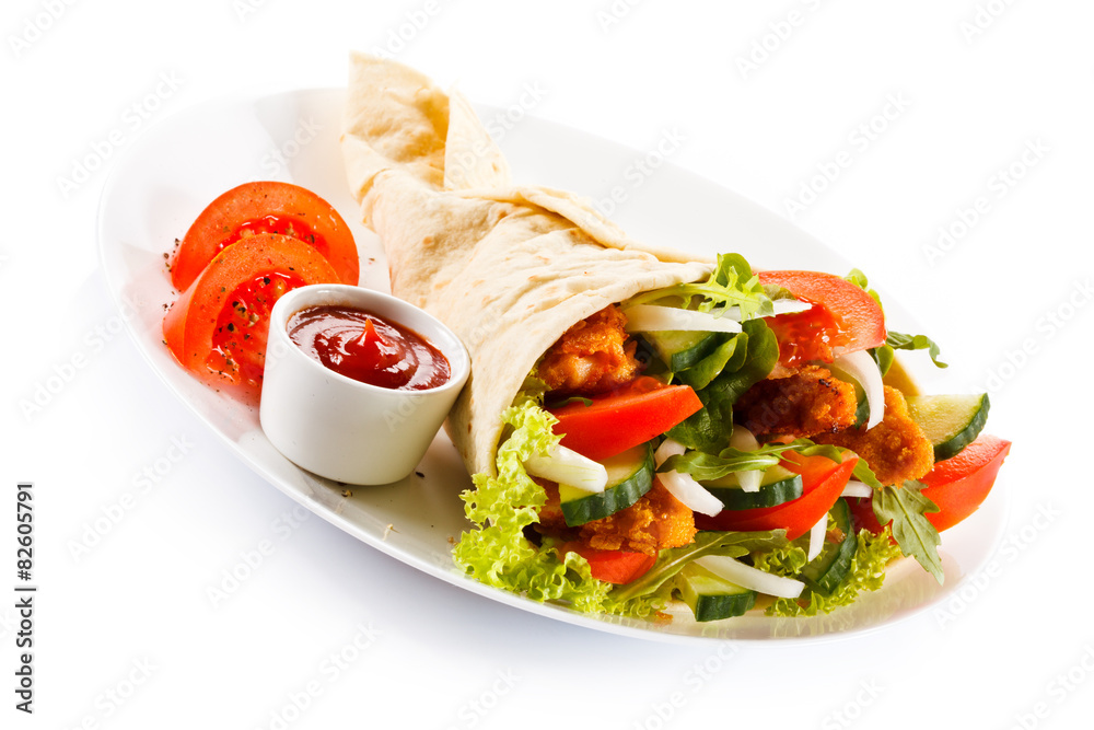 Kebab - grilled meat and vegetables Kebab - grilled meat and vegetables