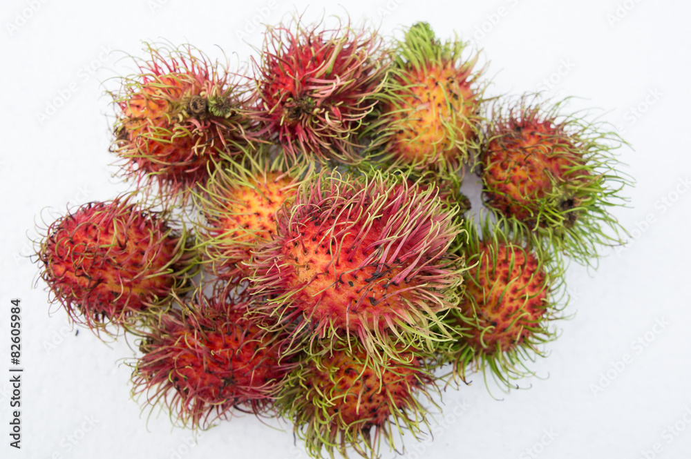 Rambutan fruit tropical natural red hairy concept Rambutan fruit tropical natural red hairy concept