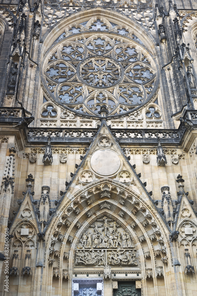 the exterior facade of the cathedral of St Vitus in Prague