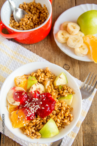 Fruit salad with wheat sprouts