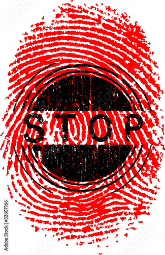 Vector Fingerprint with the word STOP overlaid  