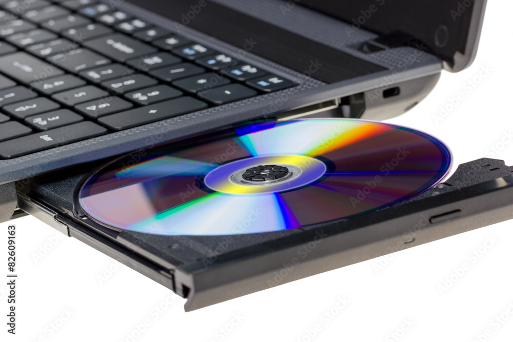 Electronic collection - Laptop with open DVD tray Electronic collection - Laptop with open DVD tray