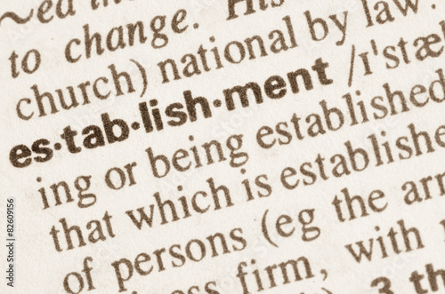 Dictionary definition of word establishment