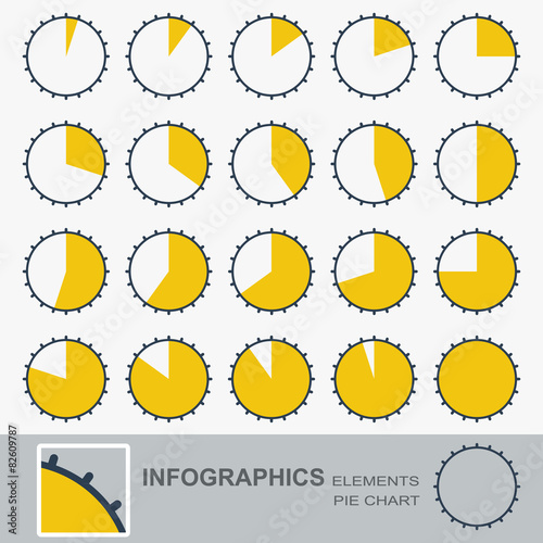 Set of the segmented, circular charts with notches