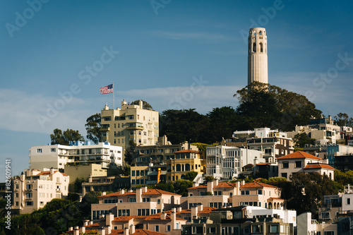 View of Coit Tower and Telegraph Hill, in San Francisco, Califor