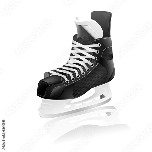 Vector ice hockey skate with reflection, isolated.