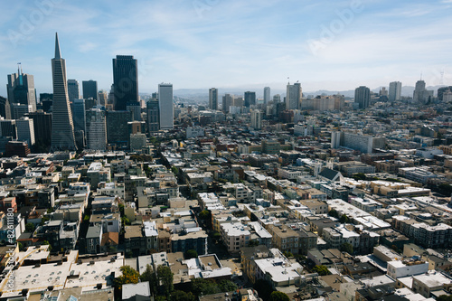 View of the downtown skyline from Coit Tower in San Francisco  C