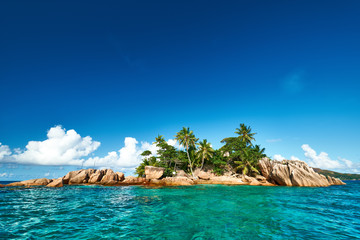 Papier peint photo Île Île tropicale bordée de cocotiers  © haveseen
