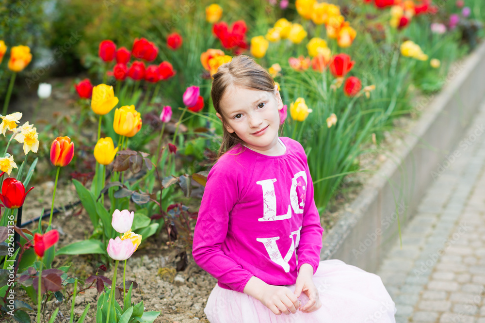 Outdoor portrait of a cute little girl of 7 years old Outdoor portrait of a cute little girl of 7 years old