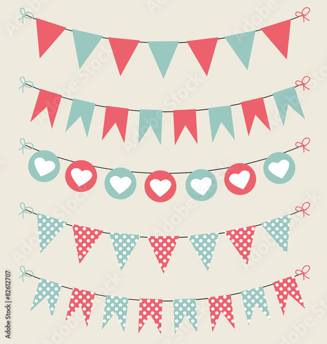 Cute bunting set baby pastel red and green photo