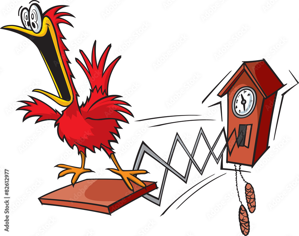 A cartoon cuckoo clock. layered vector and high resolution jpeg. Stock