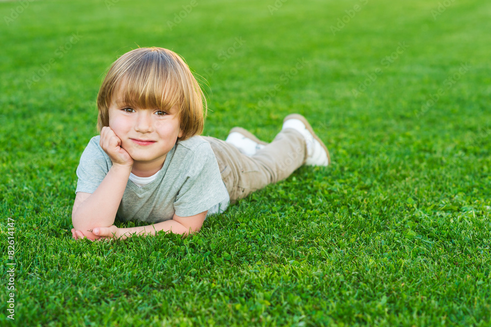 Outdoor portrait of adorable little blond boy Outdoor portrait of adorable little blond boy