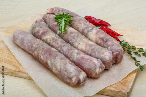 Handmade sausages for grill