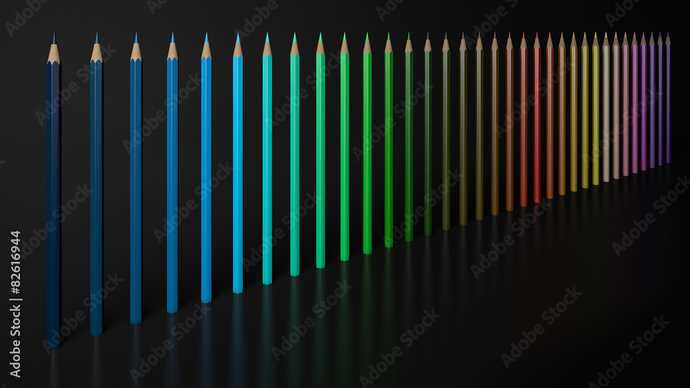 Buntstifte Reihe dunkler Hintergrund Buntstifte Reihe dunkler Hintergrund