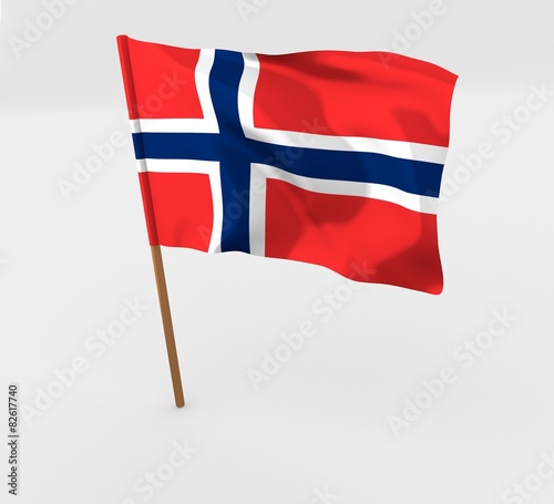 Norway flag in mast 3d illustration isolated over white 