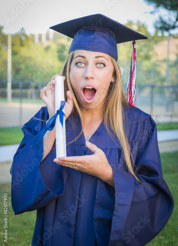Expressive Young Woman Hold...