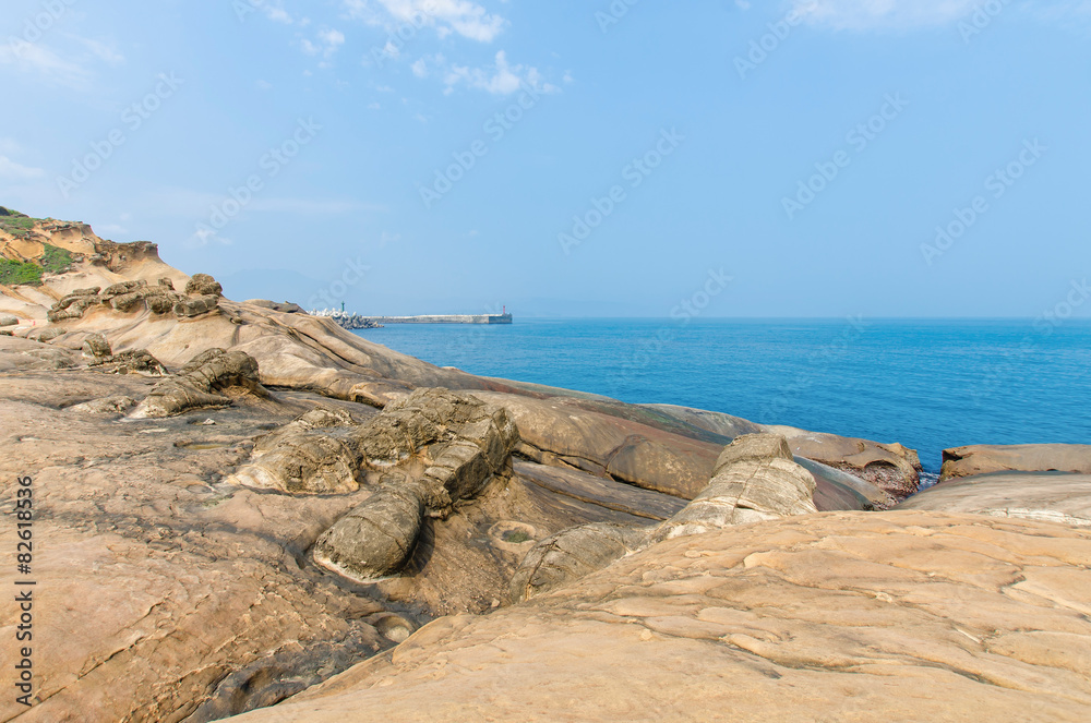 Rock formations natural landscape in Yehliu Geopark, Taiwan.