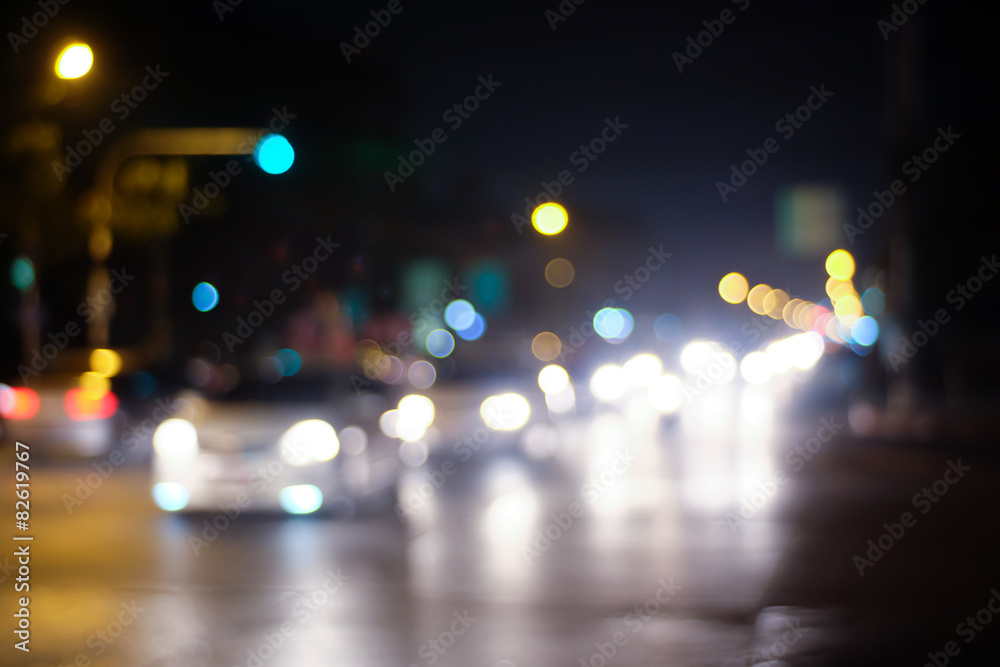 Bokeh from car light on the traffic road