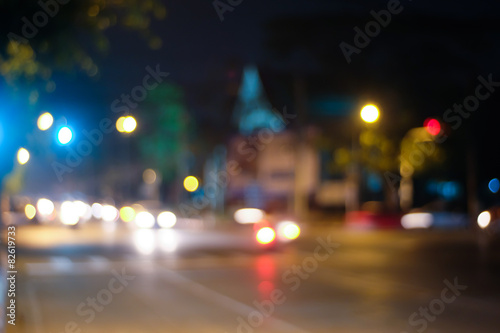 Bokeh from car light on the traffic road