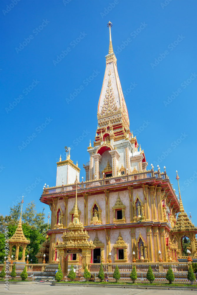 Naklejka premium Wat Chalong temple in Phuket, Thailand