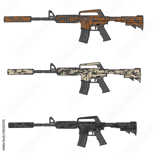 M4  dreier Set, Wald Camouflage Vektor version