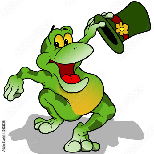 Frog with Hat - Cheerful Cartoon Illustration  Vector