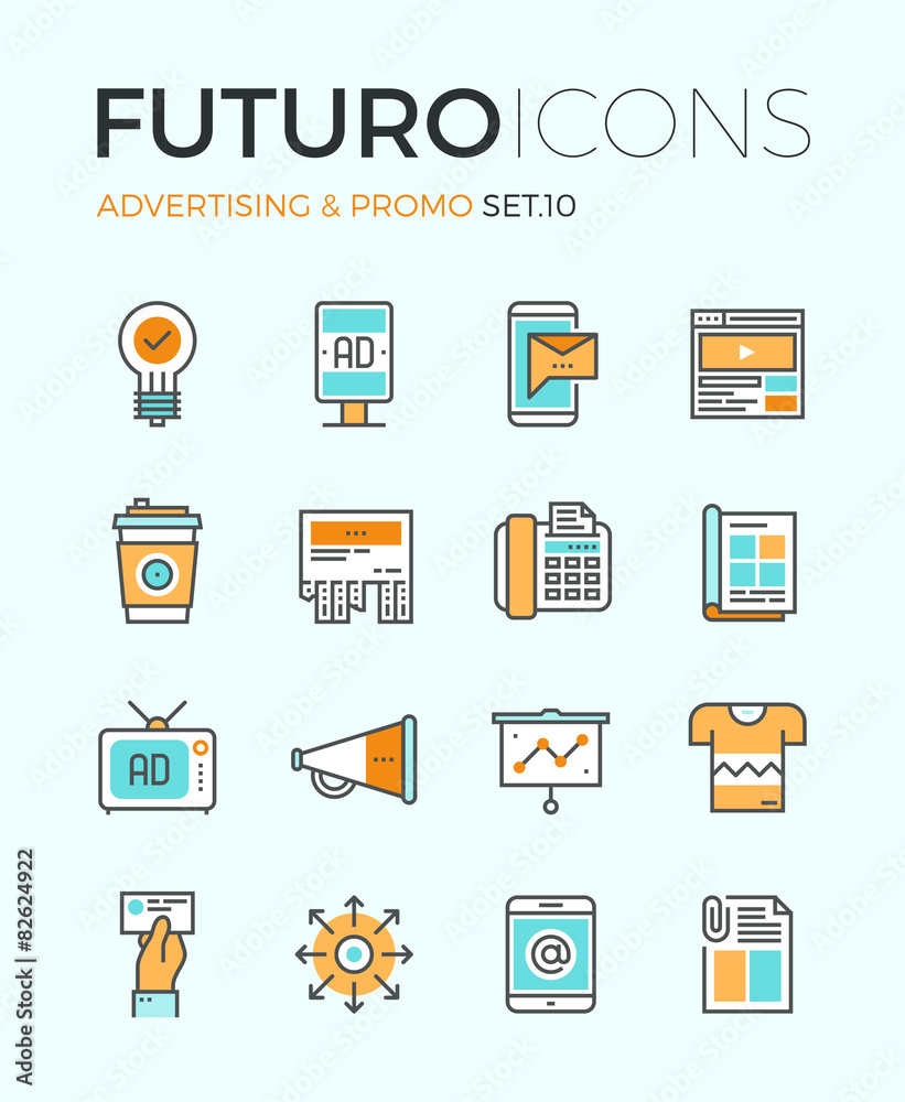Advertising futuro line icons Advertising futuro line icons