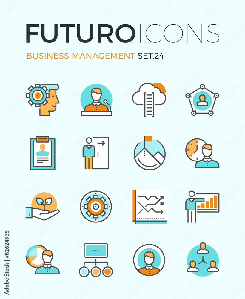Business management futuro line icons Business management futuro line icons