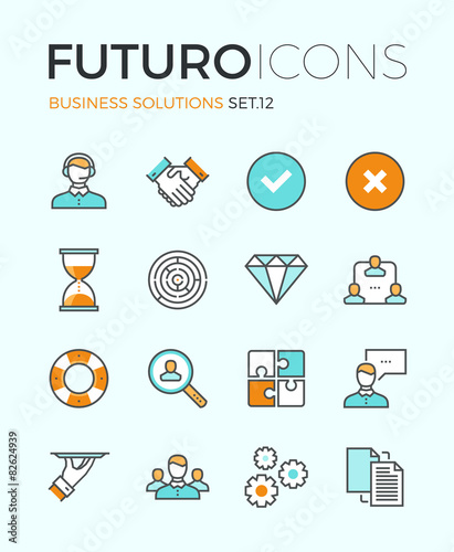Business solutions futuro line icons