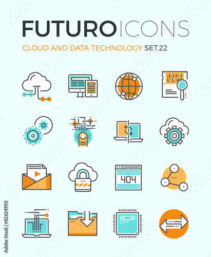 Cloud technology futuro line icons