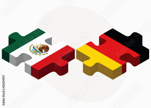 Mexico and Germany Flags in puzzle