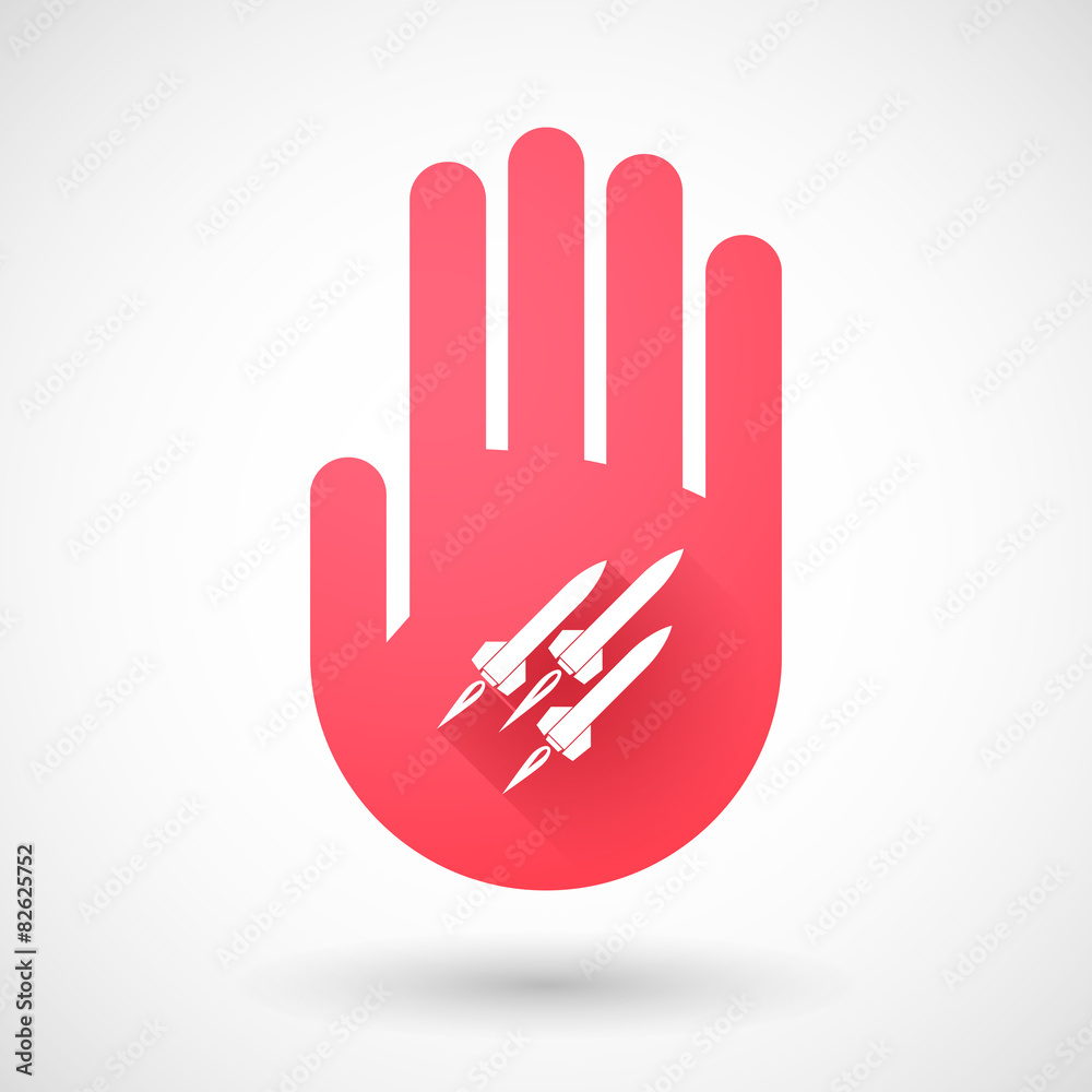 Red hand icon with missiles Red hand icon with missiles