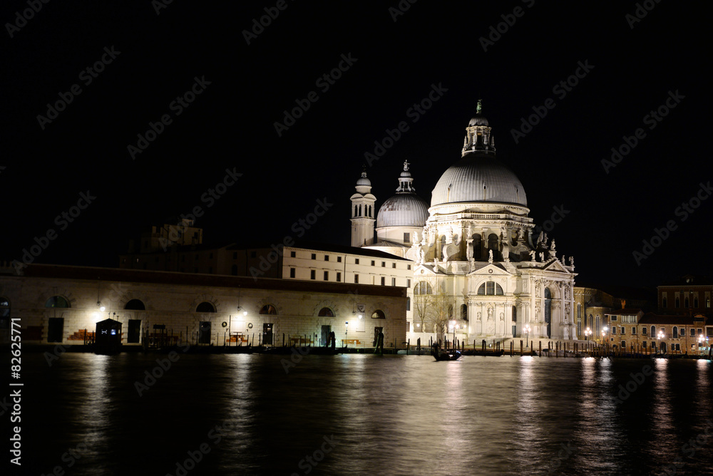 Basilica Santa Maria della Salute, Venice, Italy at night